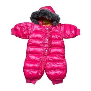 Hanna Andersson Baby Girl Pink Puffer Bunting Snowsuit 3 - 6 M Winter Outerwear